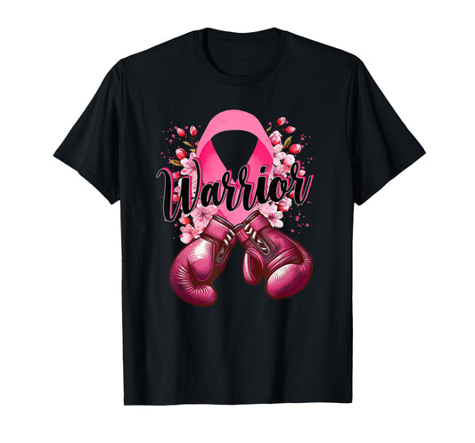 Warrior Boxing Gloves Pink Ribbon Breast Cancer Awareness T-Shirt