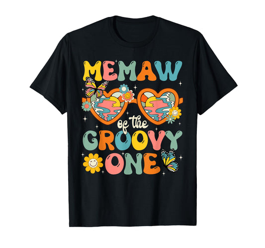 Memaw of the Groovy One Glasses Birthday Party T-Shirt