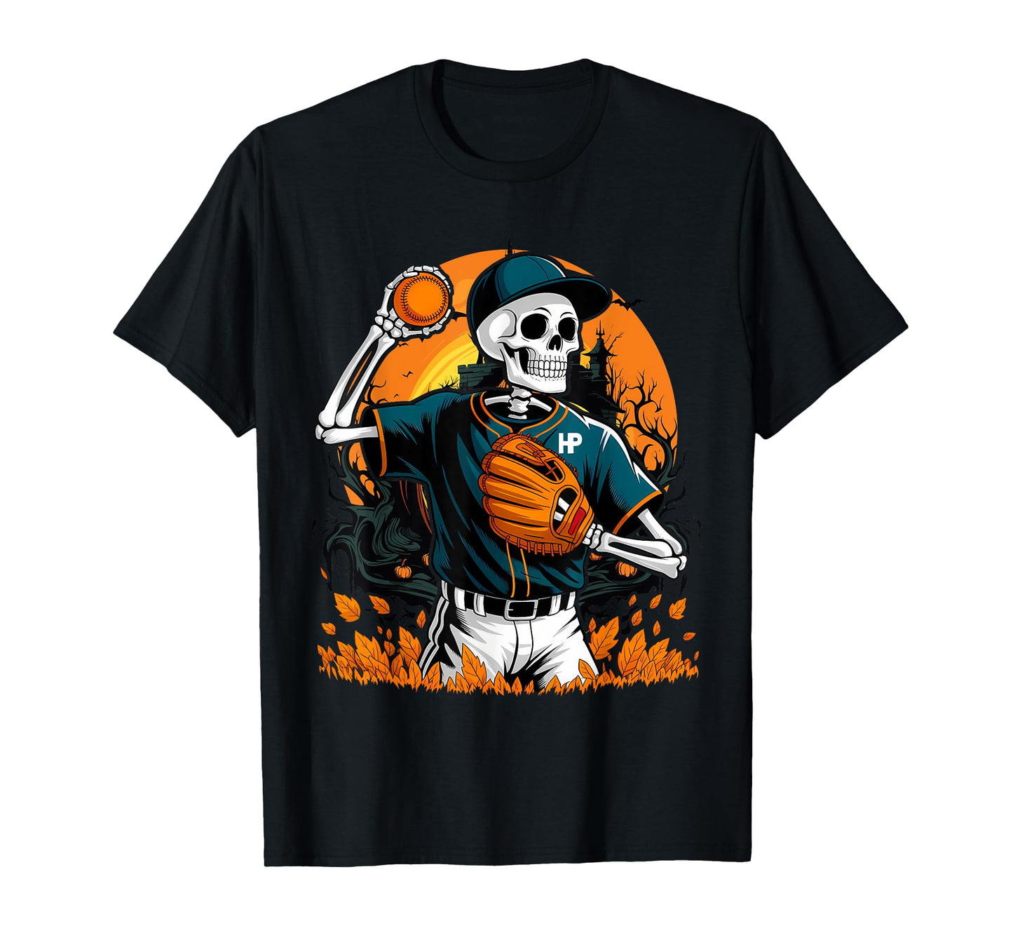 Skeleton Baseball Player Halloween Costume Sport Men Boys T-Shirt