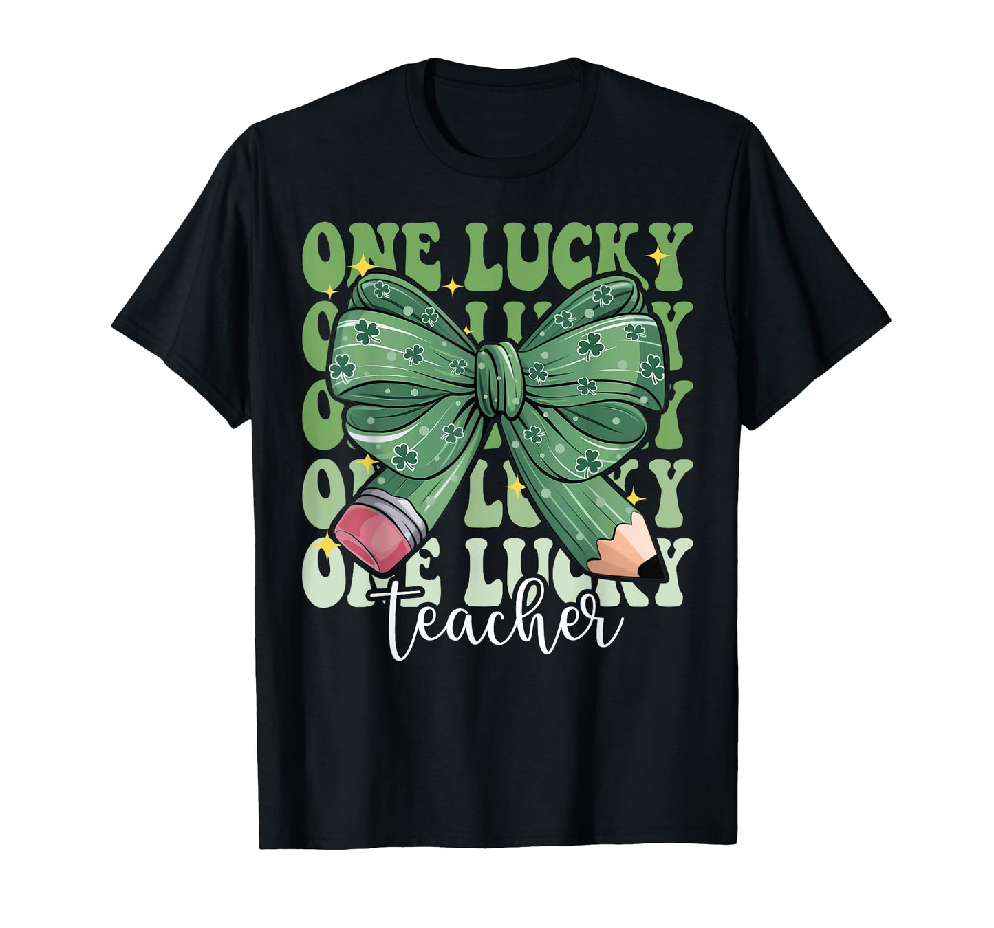 One Lucky Teacher Coquette Bow st patricks day teacher T-Shirt