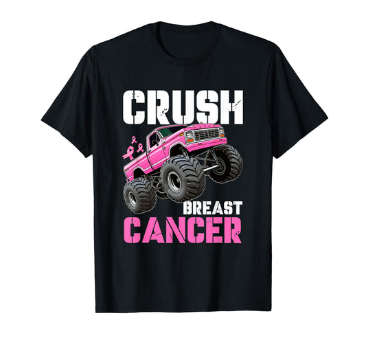 Crush Breast Cancer Monster Truck Wear Pink T-Shirt