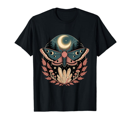 Crystal Moth Fairycore Grunge Butterfly Floral Goth T-Shirt