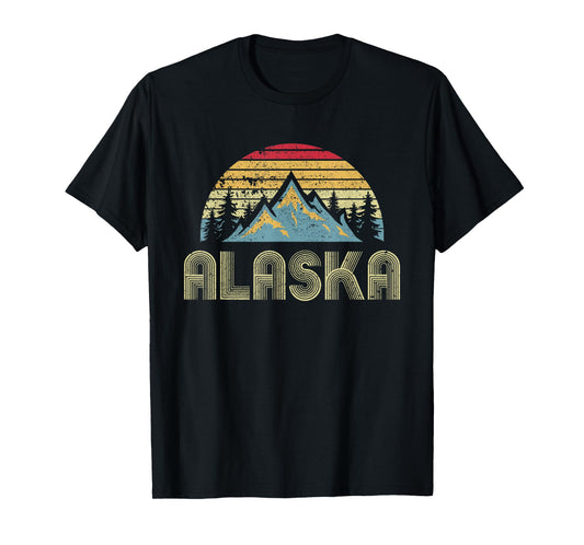 Alaska Tee - Retro Vintage Mountains Nature Hiking T Shirt T-Shirt