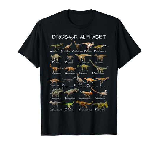 Dinosaur Alphabet ABC Dino Paleontology Educational T-Shirt