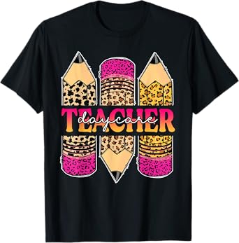 Leopard Pencil Daycare Teacher Back To School Teaching T-Shirt for Men Women