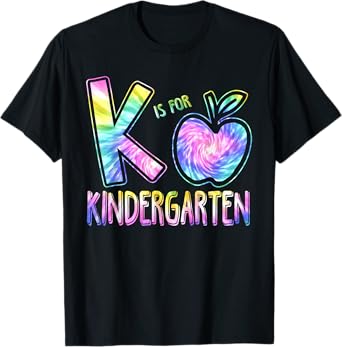 K Is For Kindergarten Teacher Tie Dye Back to School Kinder T-Shirt for Men Women Girls Kids