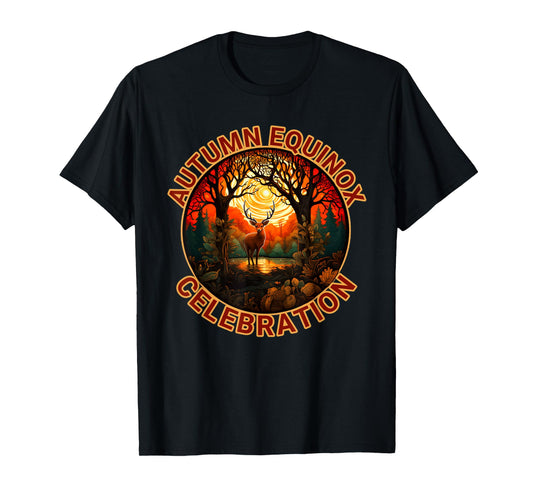 Autumn Equinox Celebration Fall Leaves Deer Autumn Design T-Shirt