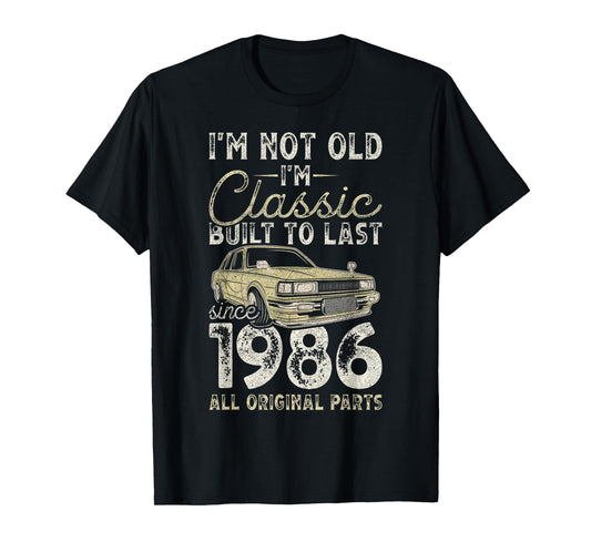 39th Birthday, Since 1986, Classic Car, 39 Year Old T-Shirt