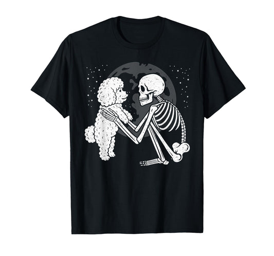 Bichon Frise Skeleton Moon Halloween Dog Lover T-Shirt