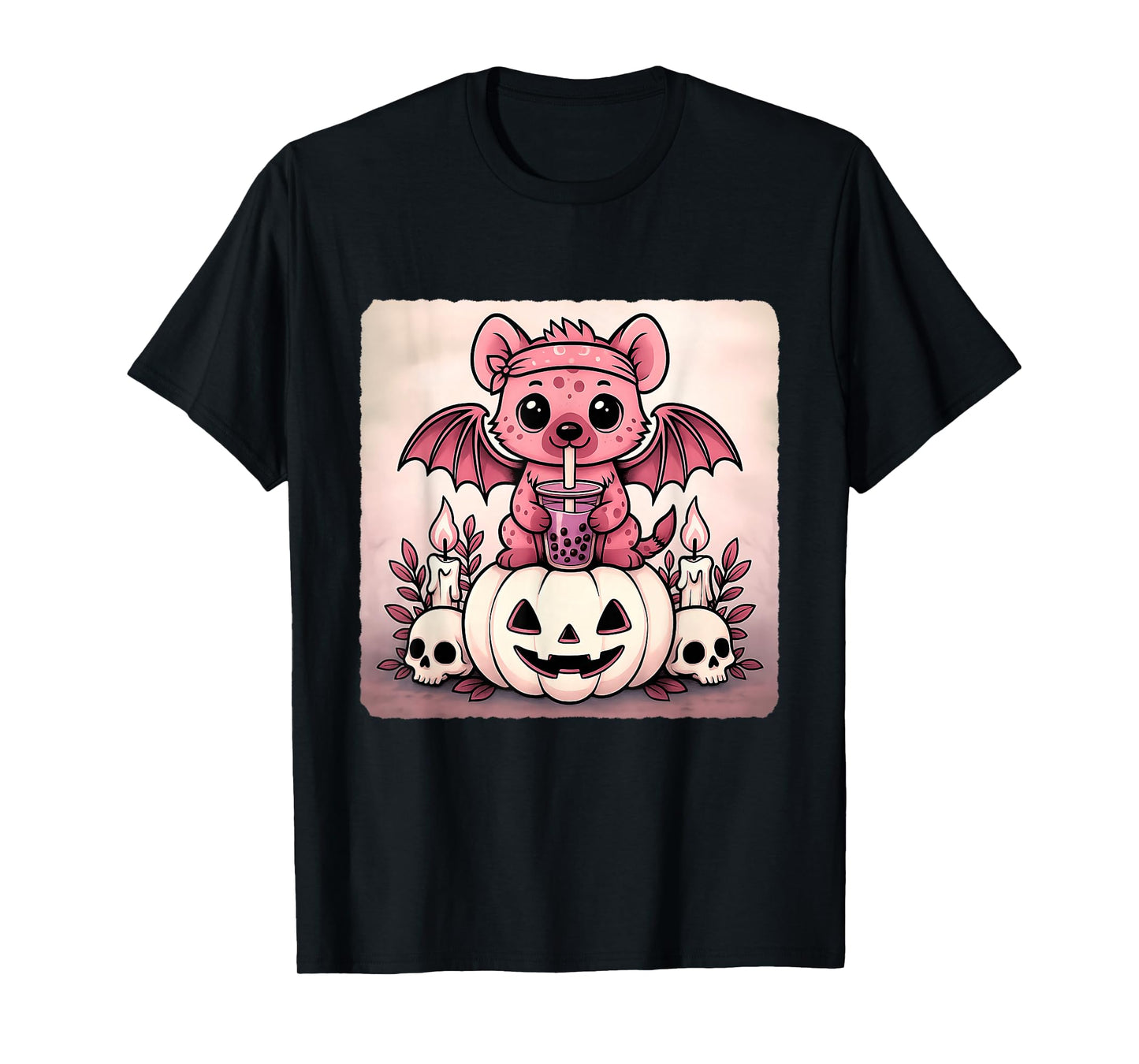Hyena Bat Kawaii Pastel Goth Creepy Cute Skeleton T-Shirt