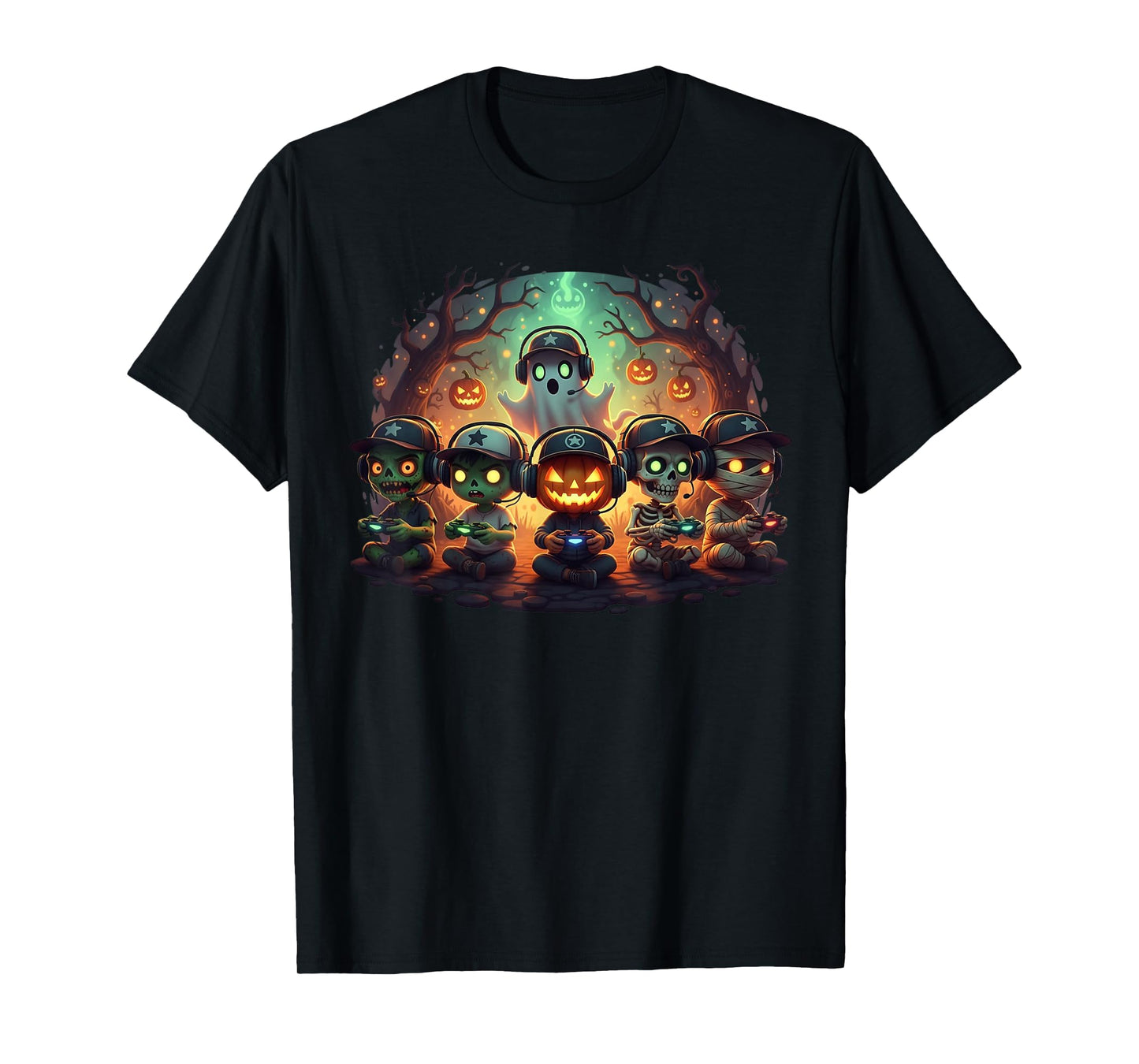 Halloween Ghost Skeleton Gamer Funny Video Gaming Lovers T-Shirt