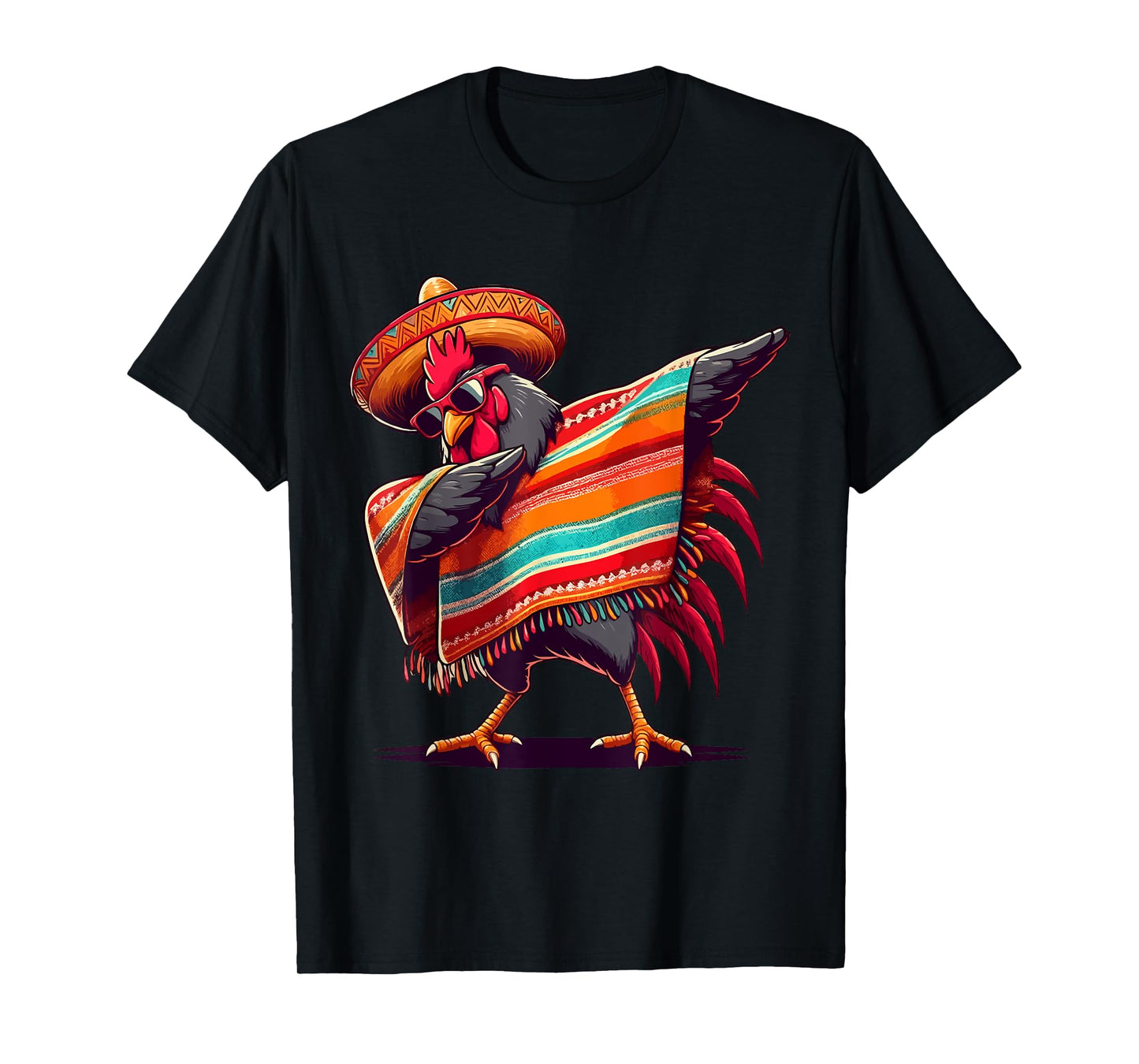 Rooster Dabbing Mexican Poncho Cinco de Mayo Chicken Lover T-Shirt