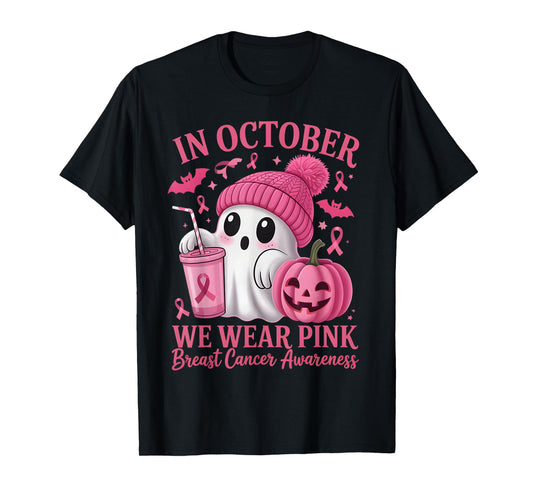 Breast Cancer Halloween Women in October We Wear Pink Gifts T-Shirt