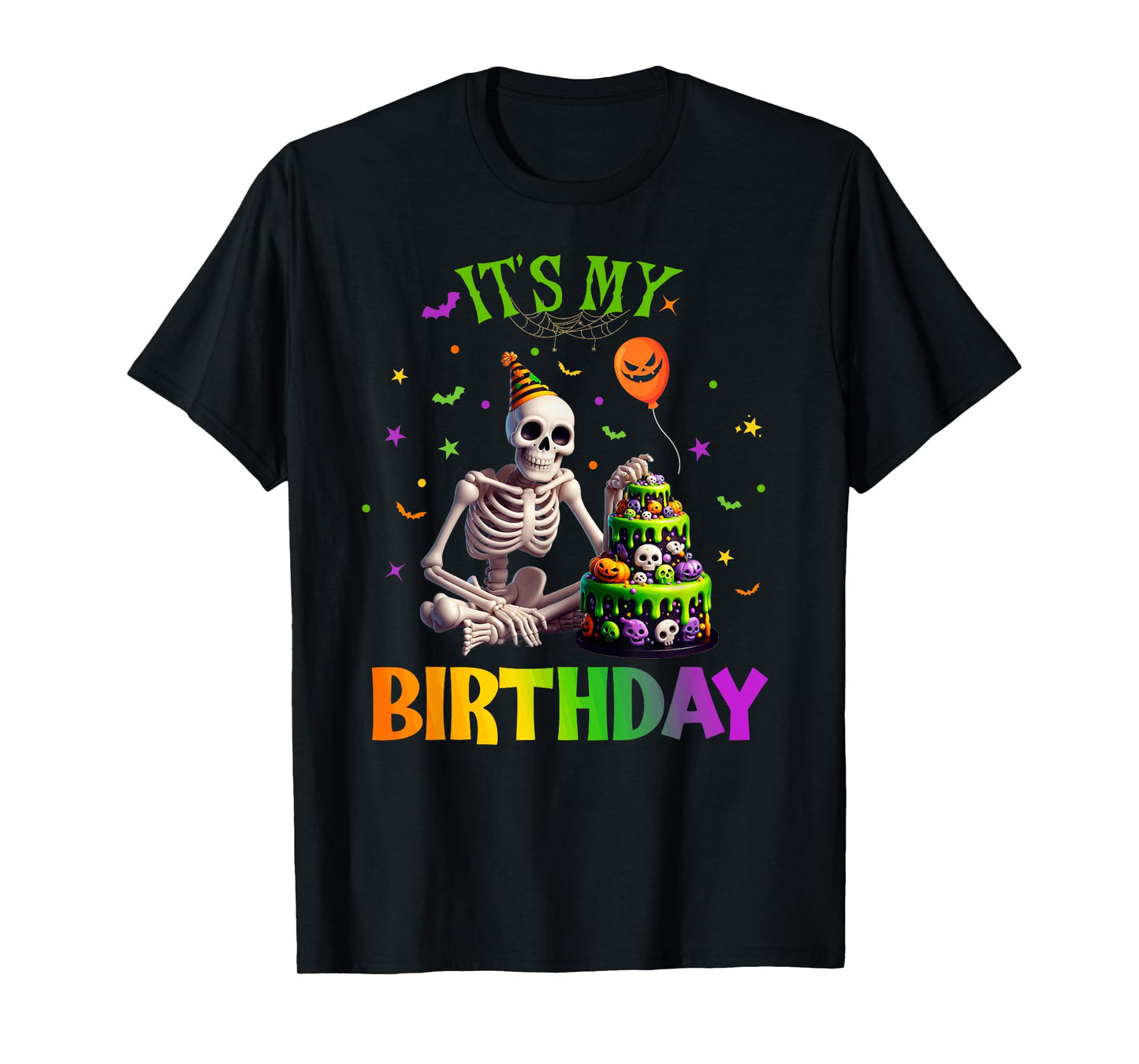 Halloween Skeleton Birthday Boy Party Spooly Girls Bday T-Shirt