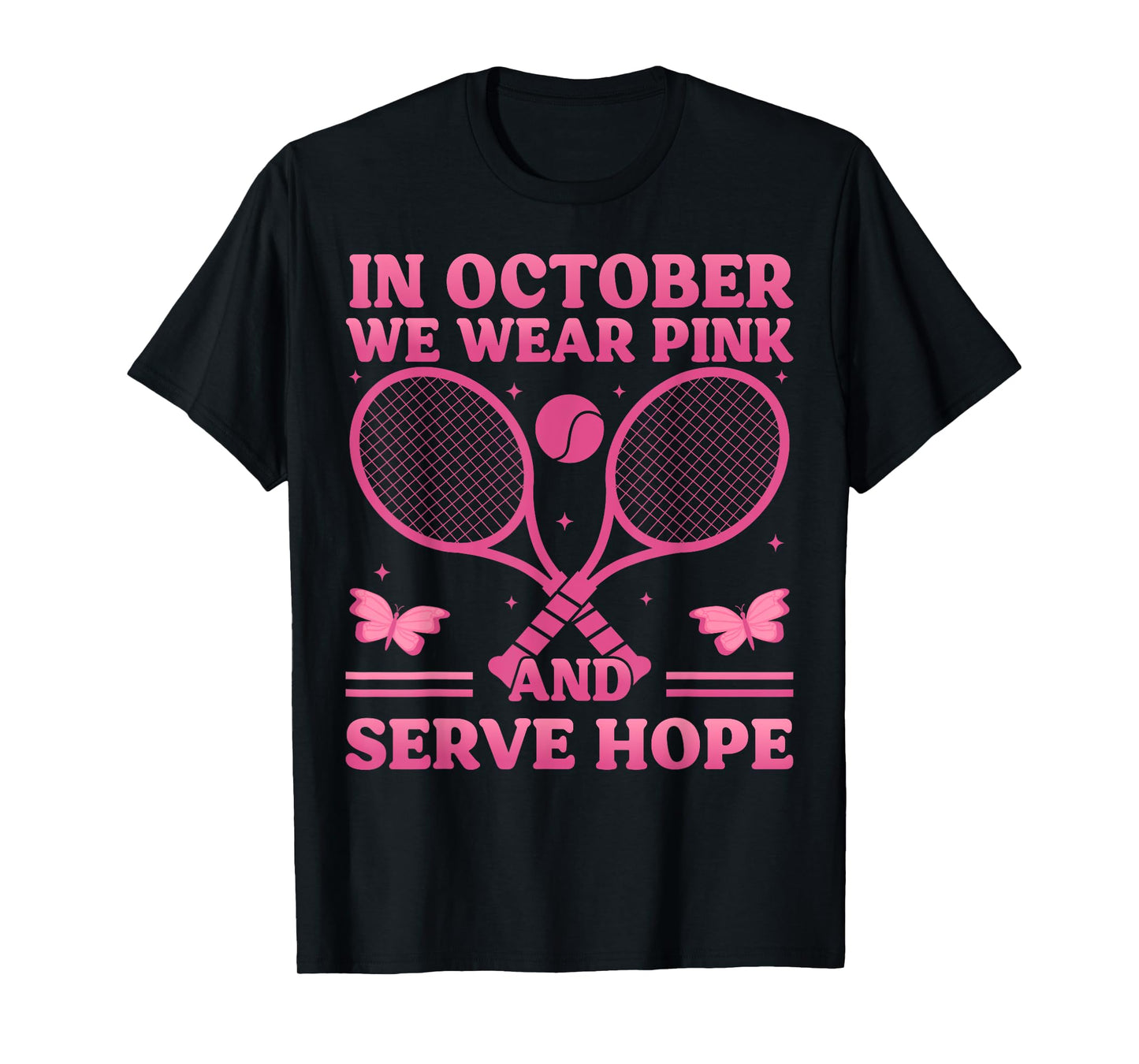Serve Hope Groovy Pink Tennis Breast Cancer Awareness Month T-Shirt