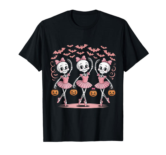 Ballet Pumpkin Skeleton Dance Halloween Men Women Boys Girl T-Shirt