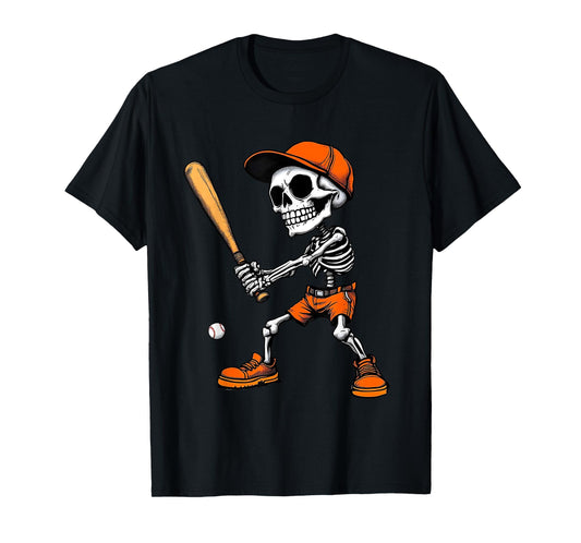 Cool Skeleton Baseball Funny Sports Skeleton Design T-Shirt