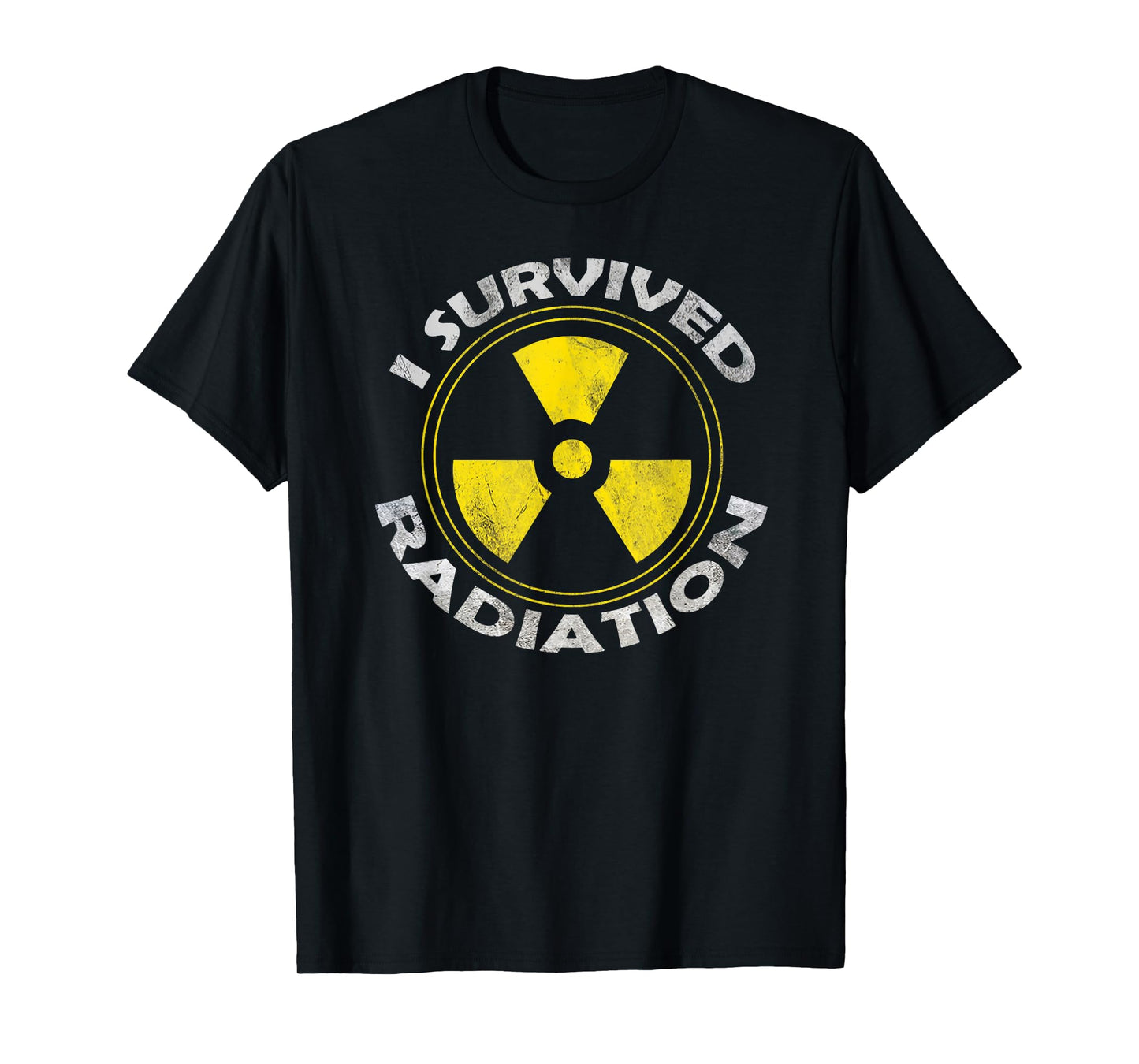 Cancer Designs by MCG.Co Unisex-Adults Black Cotton, Polyester Modern Sports T-Shirt with Crew Neck, Short Sleeve, Classic Fit, Straight Hemline, I Survived Radiation Warrior Design