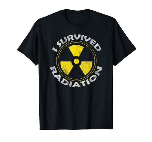 Cancer Designs by MCG.Co Unisex-Adults Black Cotton, Polyester Modern Sports T-Shirt with Crew Neck, Short Sleeve, Classic Fit, Straight Hemline, I Survived Radiation Warrior Design