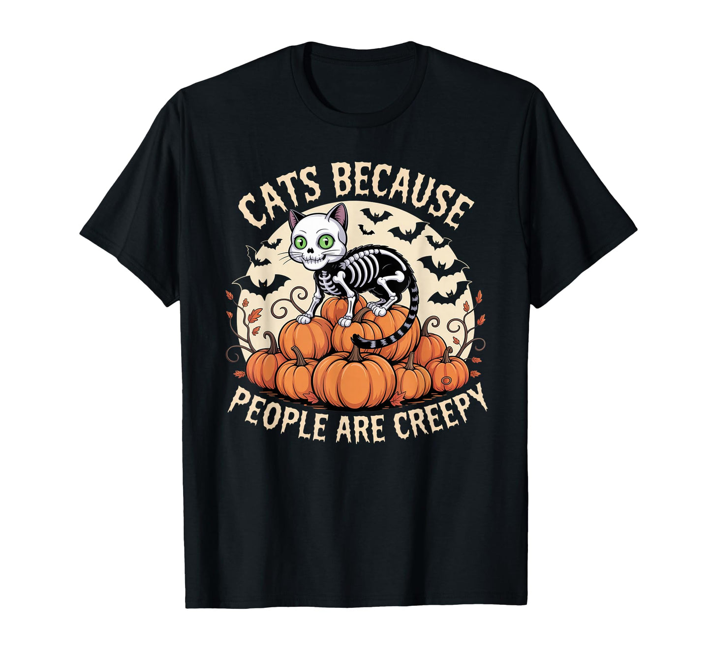 Cats Because People are Creepy Ghost Halloween Cat Mom Kids T-Shirt
