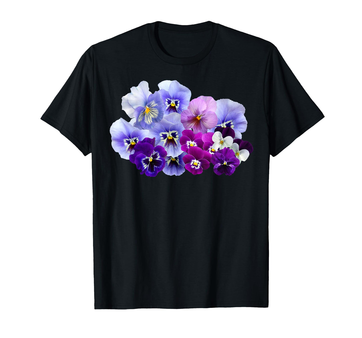 Purple and Blue Pansies Flower Gardening Pansy Lover Design T-Shirt