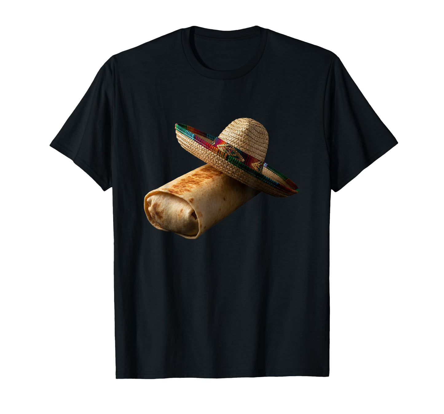 Taco Burrito Wearing Sombrero Funny Mexican Food Fiesta T-Shirt