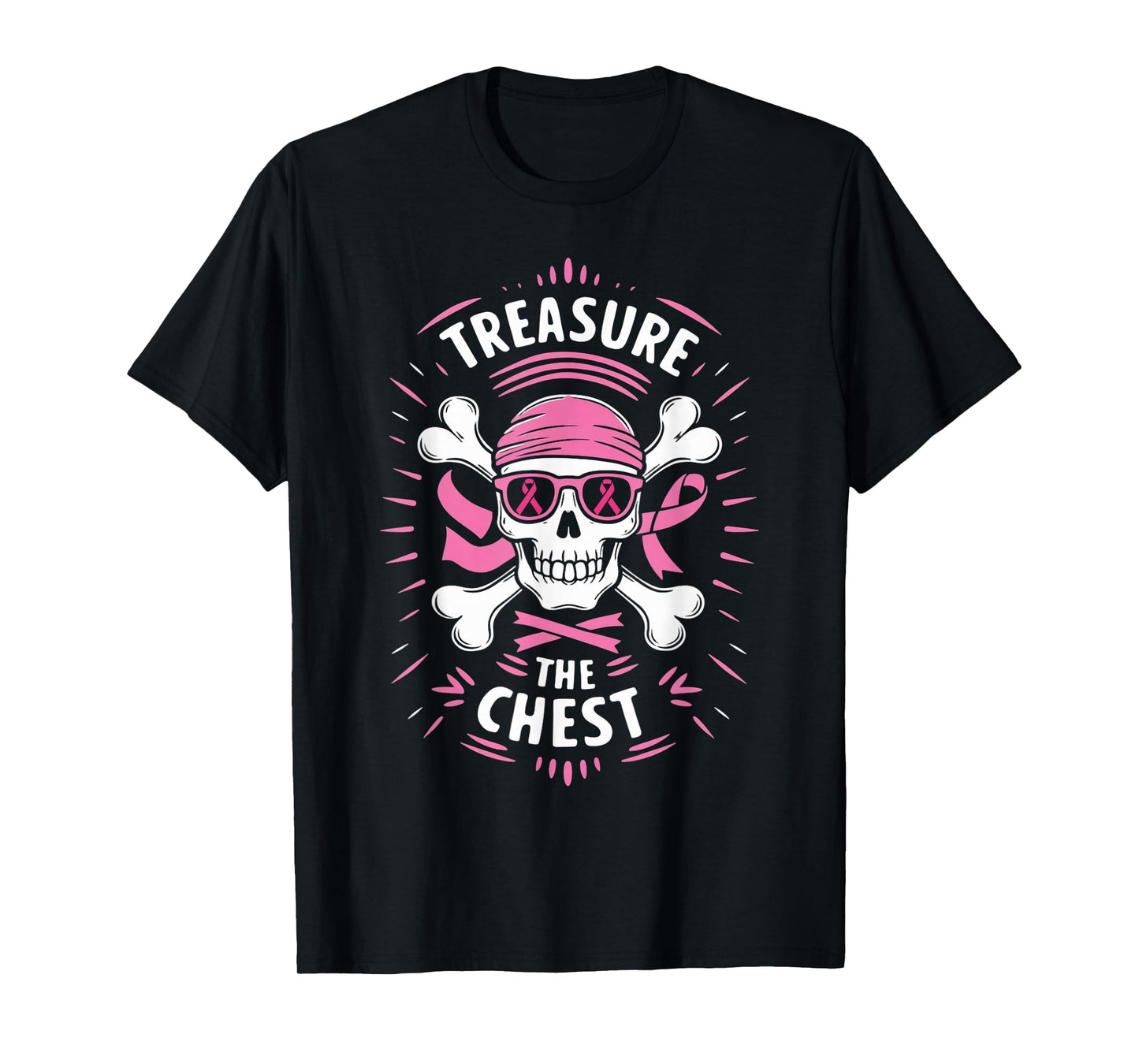 Pink Ribbon Breast Cancer Pirate Treasure the Chest T-Shirt