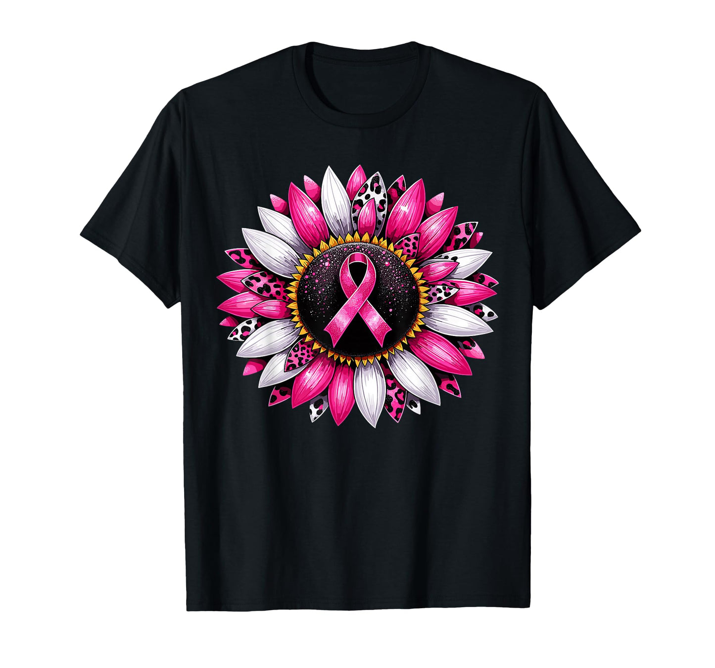 Sunflower Pink Breast Cancer Awareness Women Warrior T-Shirt