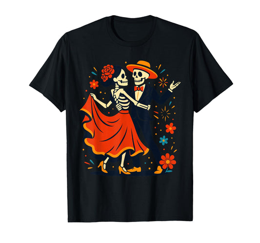 Dia De Los Muertos Couple Costume, Mexican Dancing Skeleton T-Shirt