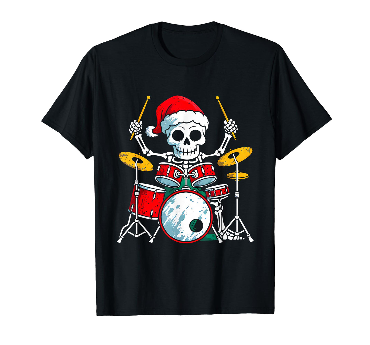 Skeleten Playing Drum Funny Halloween Costume Boys Kids T-Shirt