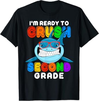 I'm Ready To Crush 2nd Second Grade Funny Shark Boys Girls T-Shirt