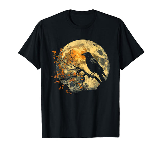 Black Raven Nature Art Crow Moon T-Shirt