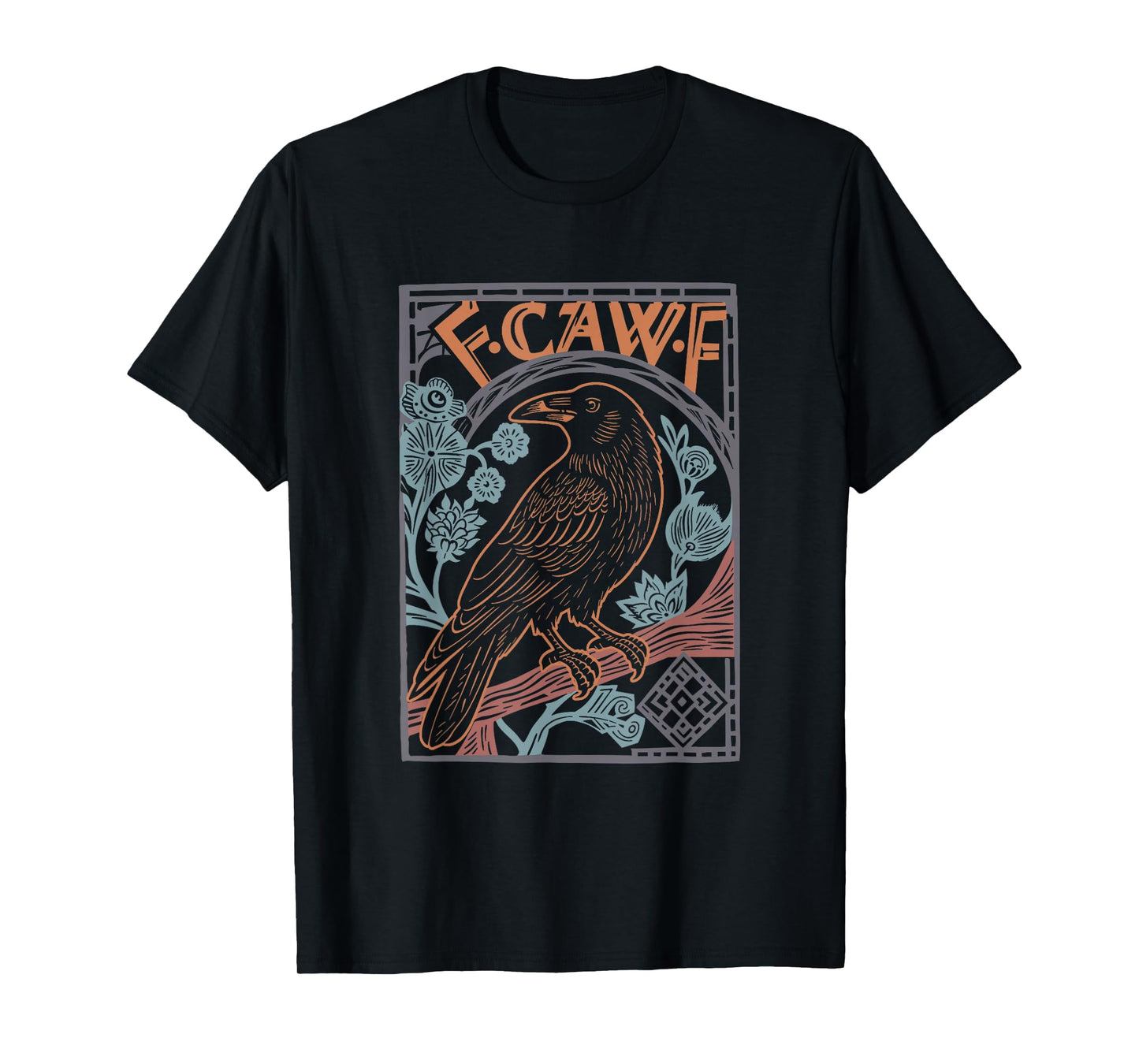 Retro F-Caw-F Black Crow Funny Black Bird Saying Meme Dark T-Shirt