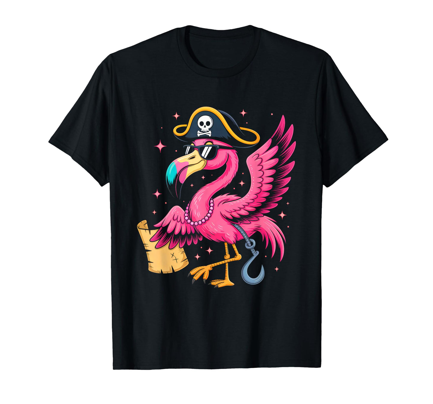Pink Flamingo Pirate Women Girl Kids Funny Halloween Costume T-Shirt