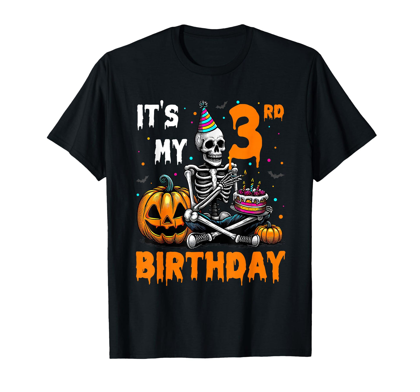 Skeleton 3rd Birthday Halloween Party Kids 3 Years Gift T-Shirt