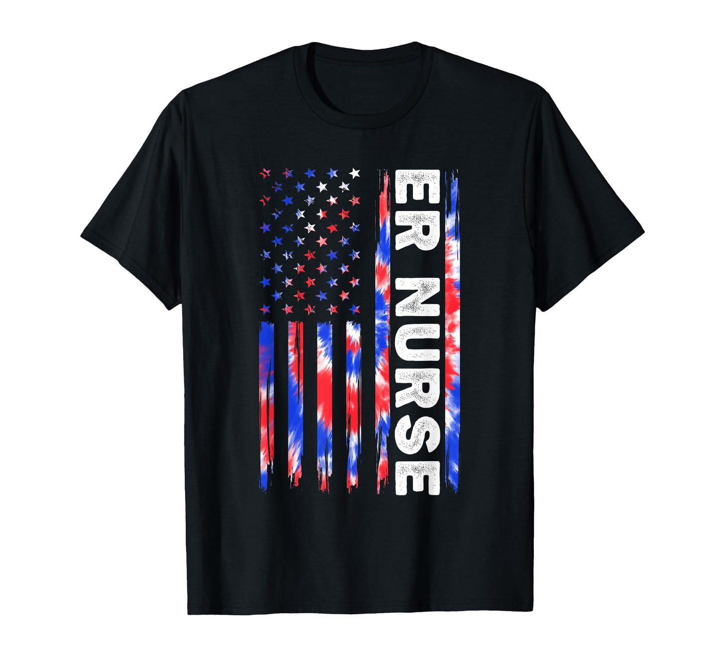 ER Nurse Tie Dye American Flag Fourth 4th Of July Patriotic T-Shirt