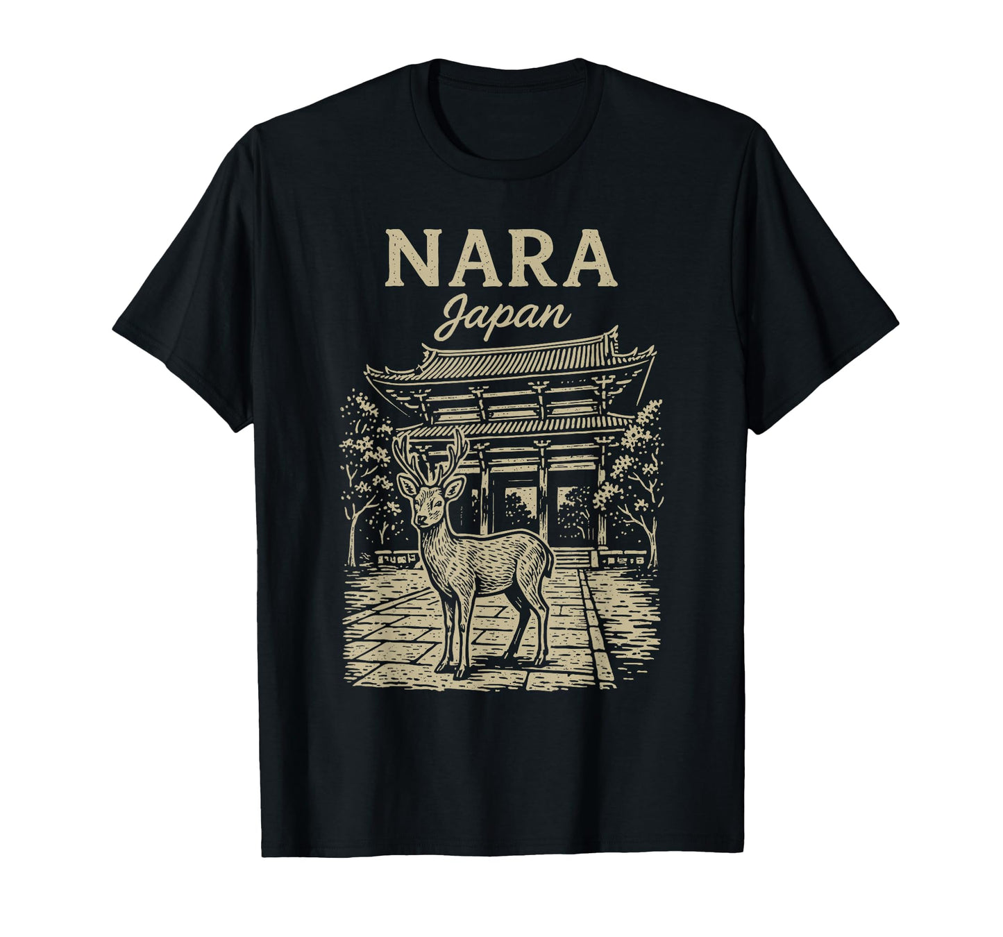 Nara Japan Deer Temple Japanese Travel Nature Architecture T-Shirt