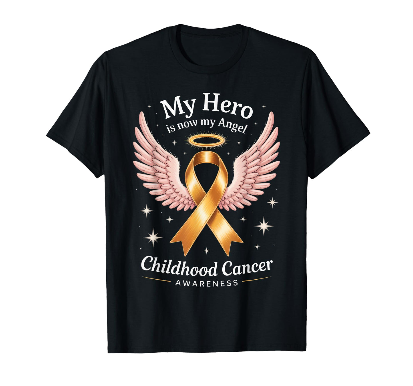 My Hero Is Now My Angel Childhood Cancer Awareness Tribute T-Shirt