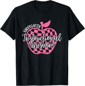 Retro Kindergarten Instructional Assistant Apple Teacher Men Women Kids T-Shirt