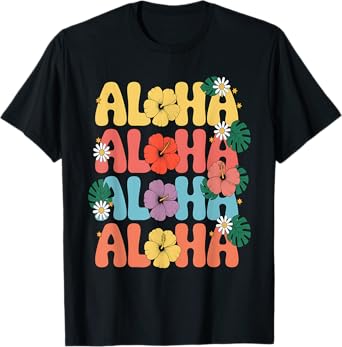 Cute Aloha Hawaiian Summer Vacation Shaka Hibiscus Kids Girl T-Shirt