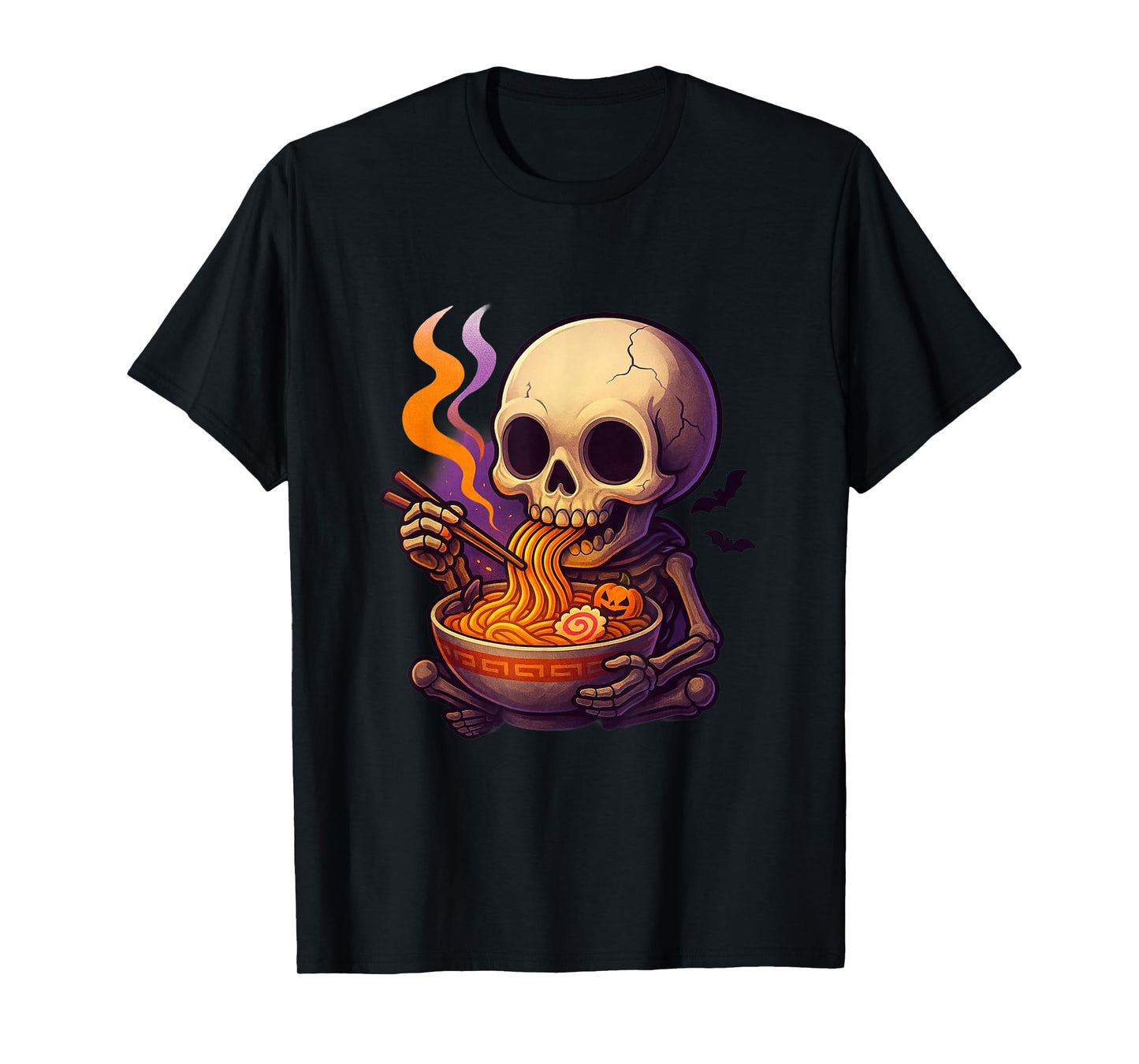 Halloween Skeleton with Glowing Ramen Bowl T-Shirt