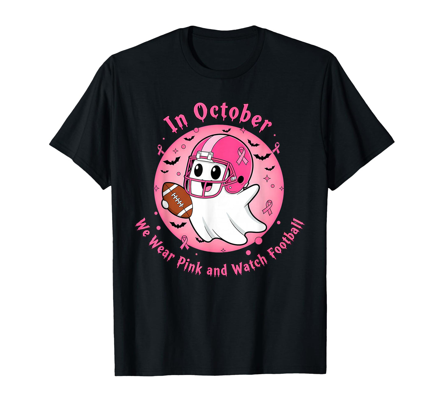 in October We Wear Pink Football Breast Cancer Awareness Men T-Shirt