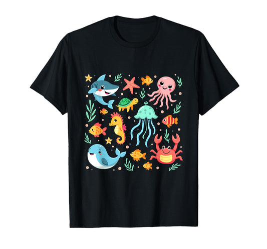 Cute Sea Animals Kids Children Ocean Creatures Clownfish T-Shirt