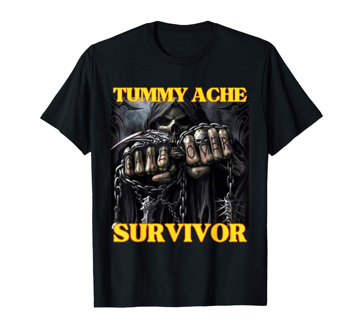 Tummy Ache Survivor Funny Cool Edgy Hard Skeleton Meme T-Shirt