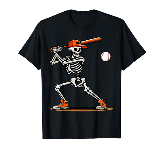 Baseball Skeleton Spooky Boys Halloween Baseball Player T-Shirt