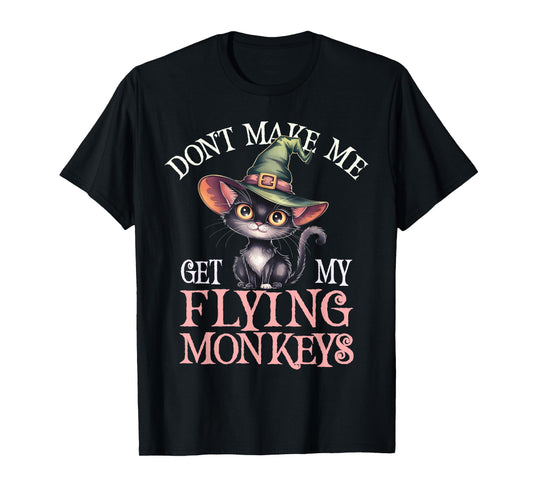 Cute Meowgical Team Flying Monkeys Cat Wizard Magical Spell T-Shirt