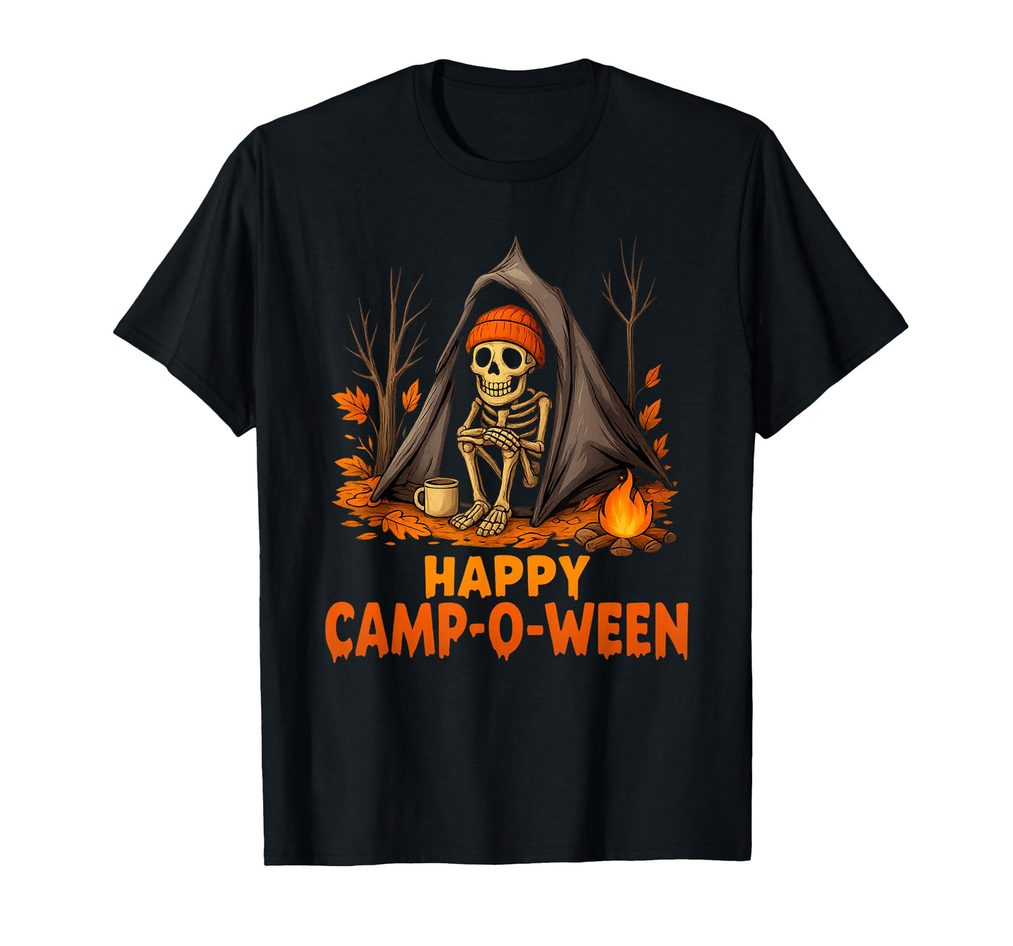Happy Camp-O-Ween Funny Skeleton Halloween Camping Lover T-Shirt