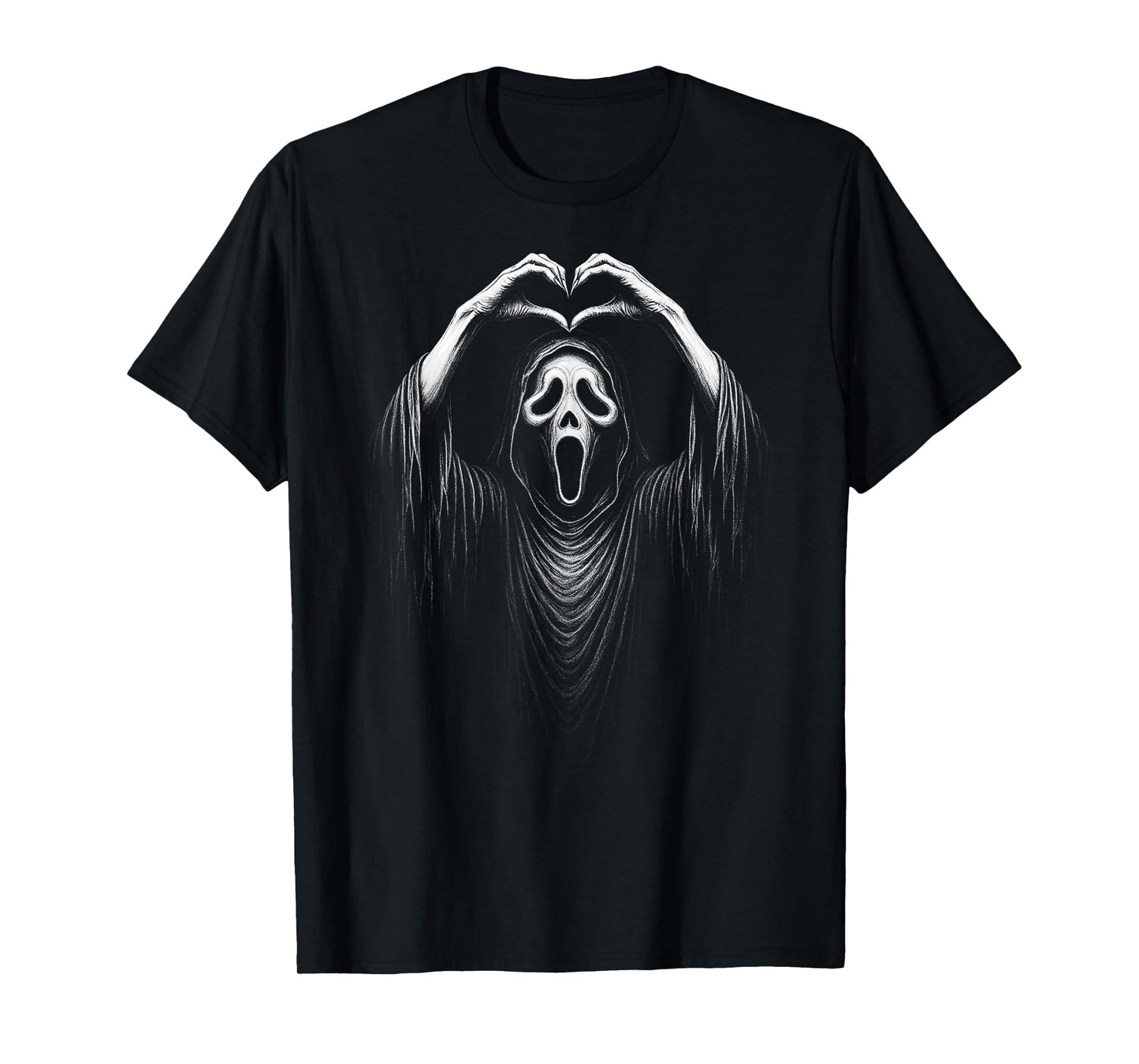 Ghost Skeleton Hands Heart Sign Retro Halloween Costume T-Shirt