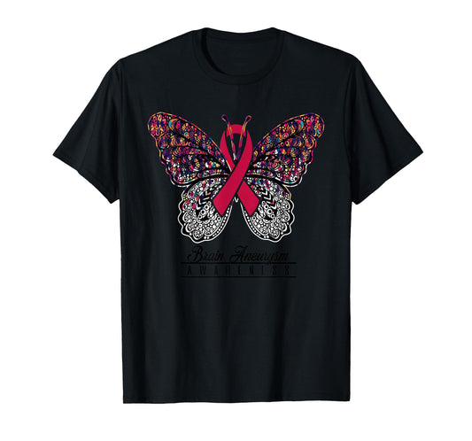Brain Aneurysm Awareness Shirt Butterfly Lovers Gifts T-Shirt