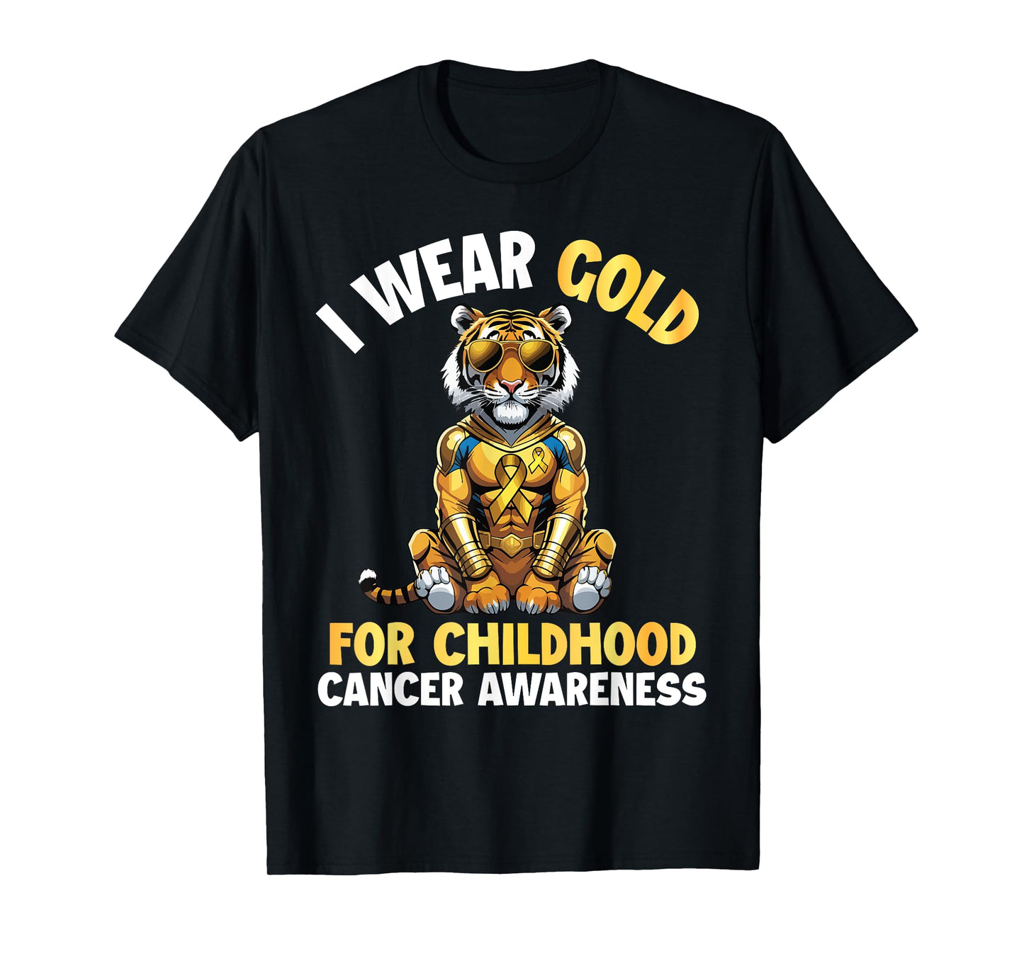 Tiger I Wear Gold For Childhood Cancer Awareness Supporter T-Shirt